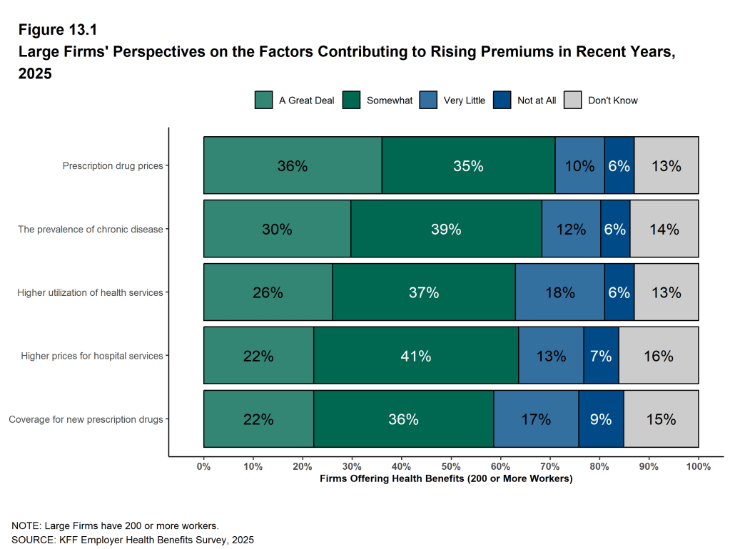 Figure 13.1: Large Firms' Perspectives On the Factors Contributing to Rising Premiums in Recent Years, 2025